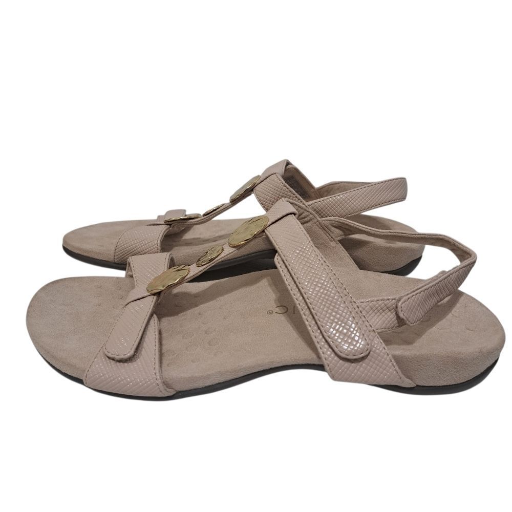 Vionic Women's Farra Lizzard Stylish Sandals With Gold Accents Light Pink Sz 10 - Picture 8 of 13
